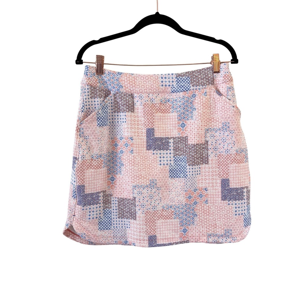 Peter Millar Alice Petal Hem Skort L Pink Patchwork‎ Tennis Golf UPF 50+